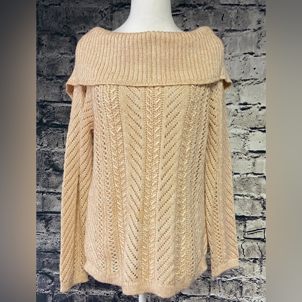 White House Black Market Peach Off-the-Shoulder Sweater